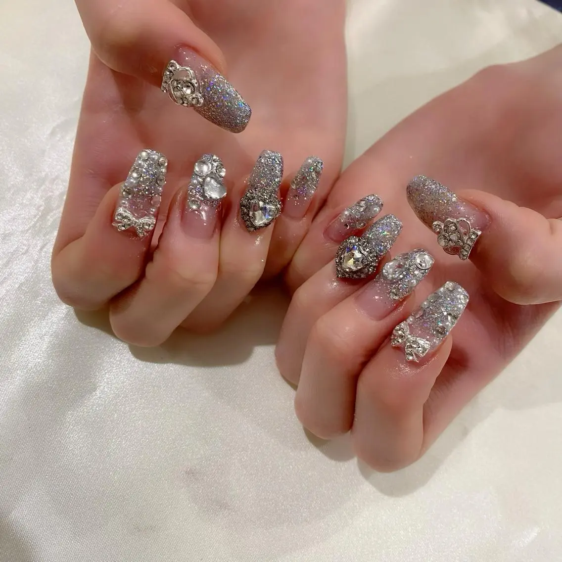 ネイル 入学式 グラデーション ハート ラメ(グリッター) ラメグラデーション ハンドネイル Salon Ｋのネイルデザイン