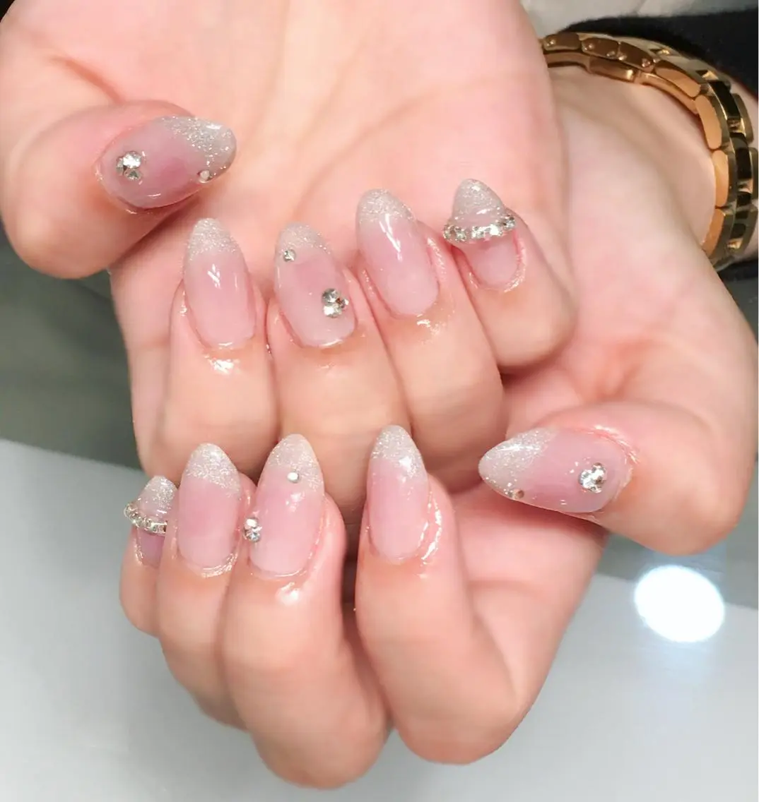 ネイル チークネイル ジェルネイル ピンク ワンホンネイル 冬ネイル Nyanco Nailのネイルデザイン