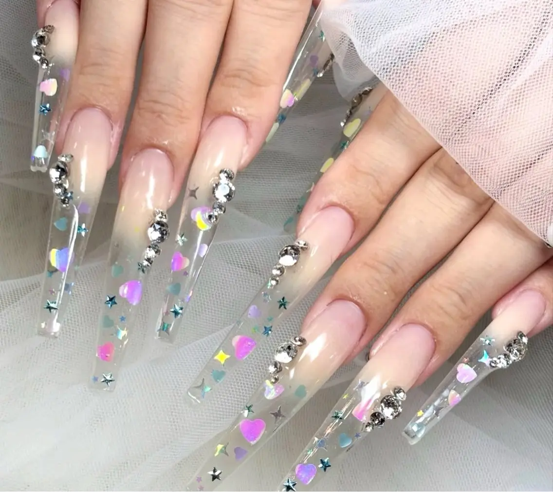 ネイル チークネイル 長さ出し フラッシュネイル フレンチネイル グラデーション ハンドネイル Lenie Nail Salonのネイルデザイン