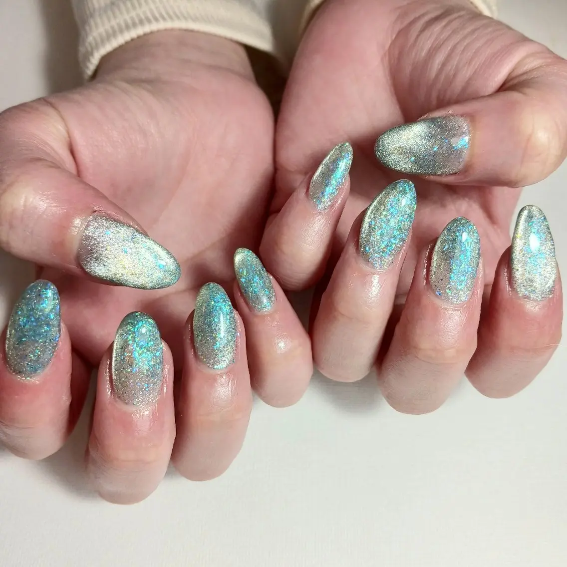 ネイル ブルー ジェルネイル マグネットネイル 持ち込み ワンカラーネイル ハンドネイル owlnail /持込みデザイン専門のネイルデザイン