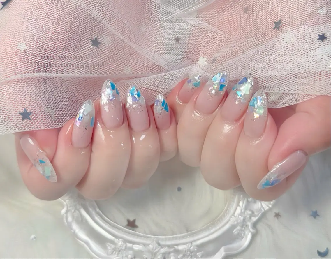 ネイル チークネイル 長さ出し フレンチネイル ジェルネイル グラデーション ハンドネイル THANHTHANH NAILのネイルデザイン