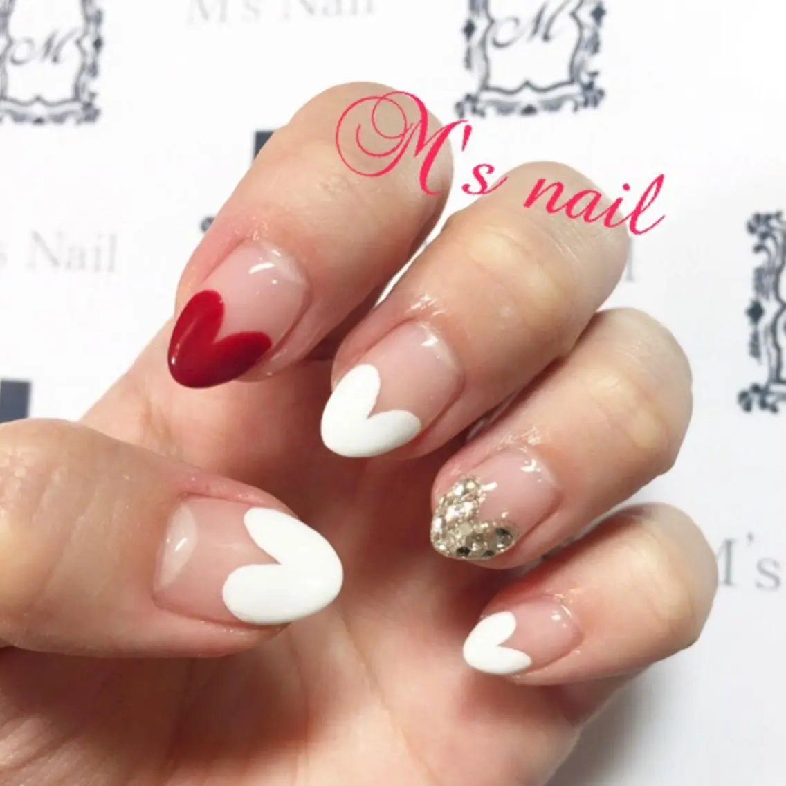 ネイル フレンチネイル ハート M's nail ..高幡不動のネイルデザイン