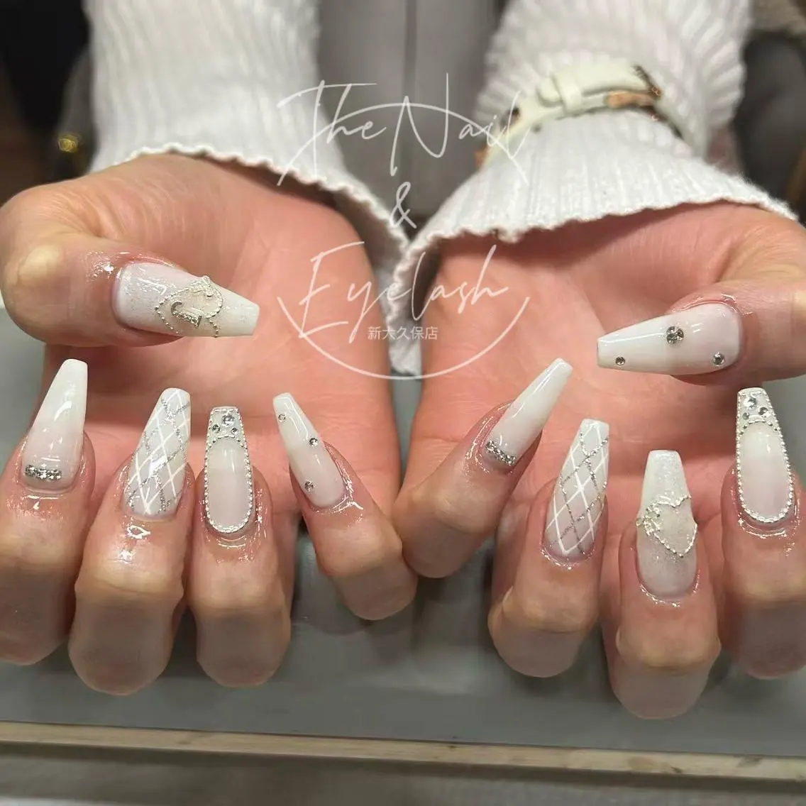 ネイル ガーリー ハート キラキラネイル 韓国ネイル ロングネイル ハンドネイル ハンドケア The Nail 新大久保店のその他イメージ
