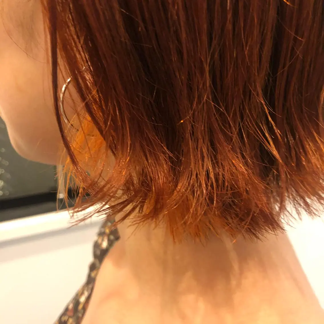 ショート カラー オレンジ やまさきえりこ ニュアンスパーマのヘアスタイル