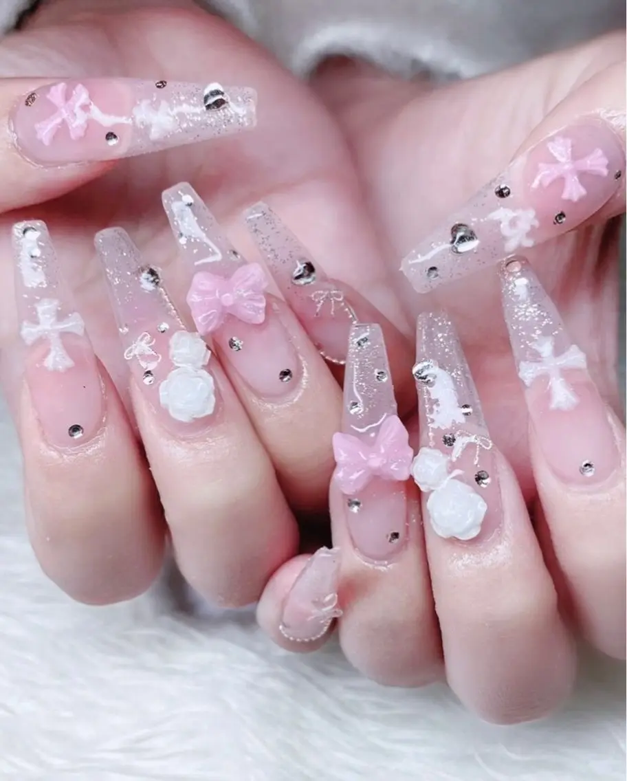 ネイル 長さ出し グラデーション 卒業式 キラキラネイル マグネットネイル ハンドネイル Lee Nailsのネイルデザイン