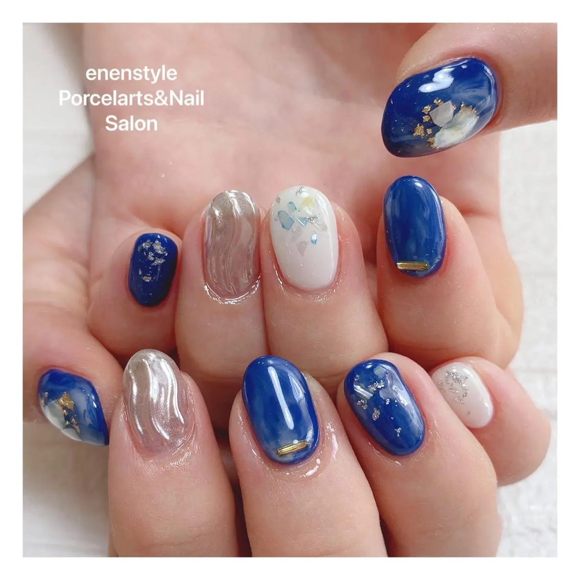 ミディアム ネイル ハンドネイル 🐾enen style 🐾のネイルデザイン