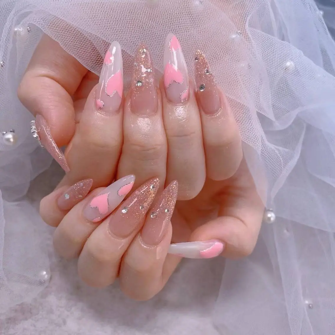 ネイル オーロラネイル フットネイル 韓国ネイル ラメ(グリッター) ラメグラデーション ハンドネイル Belle nail salon 新小岩のネイルデザイン