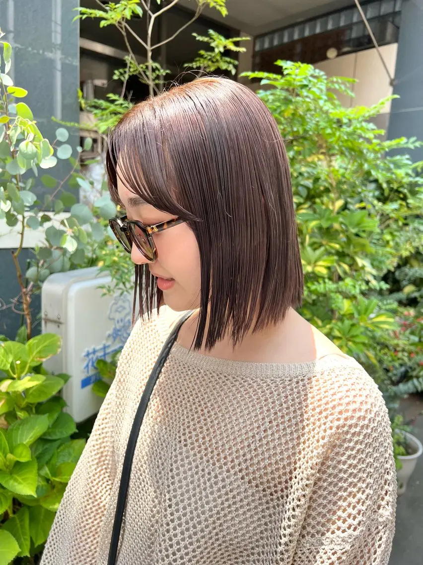 ミディアム カラー カット ヘアカラー トリートメント 宮川 日菜子のヘアスタイル