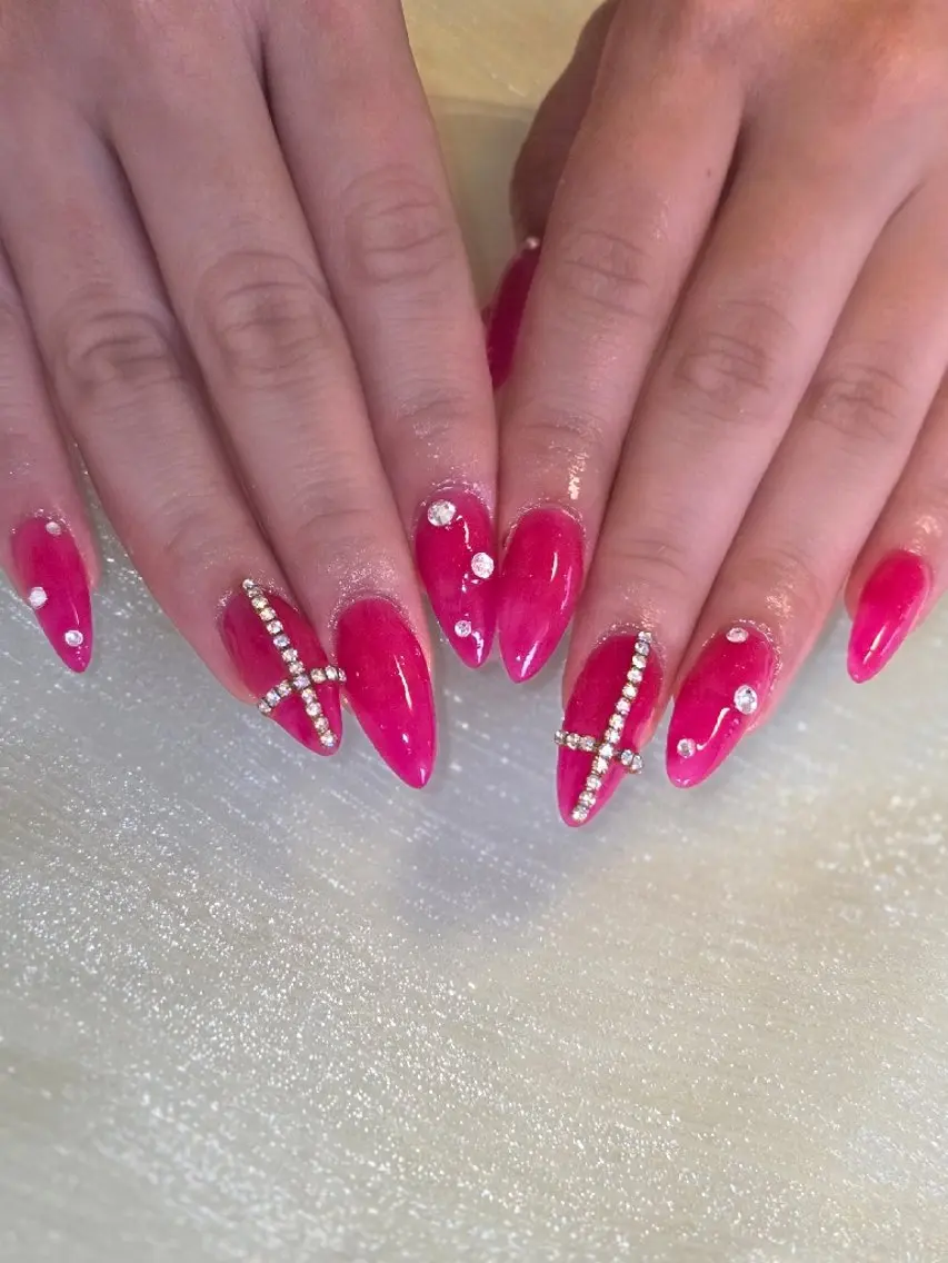 ネイル ピンク スカルプネイル ハンドネイル Lady Nail Kiyokaのネイルデザイン