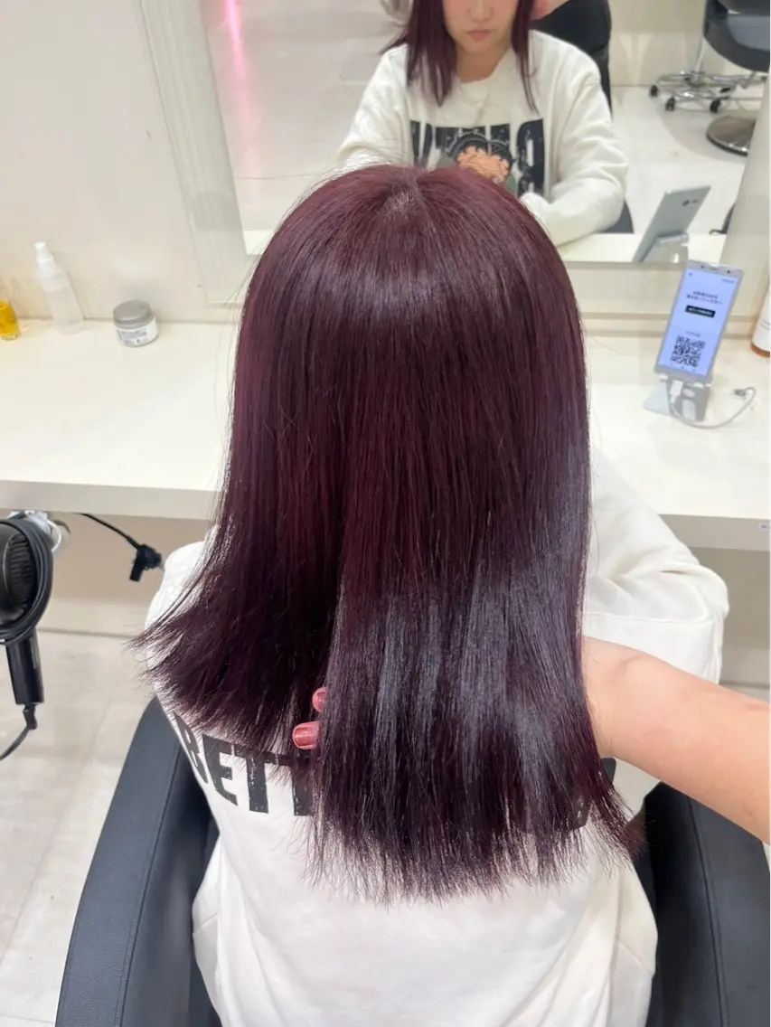 セミロング ヘアカラー トリートメント ヘアセット 💗暖色カラー💗 ツヤ髪💗Mayaのヘアスタイル