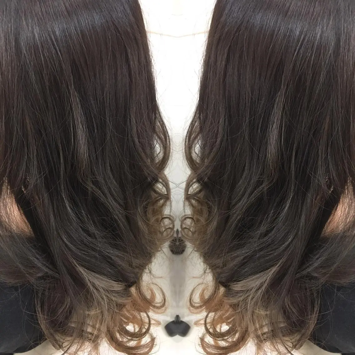 セミロング ロング カラー グラデーションカラー グレージュ 髪質改善 中川　翔のヘアスタイル