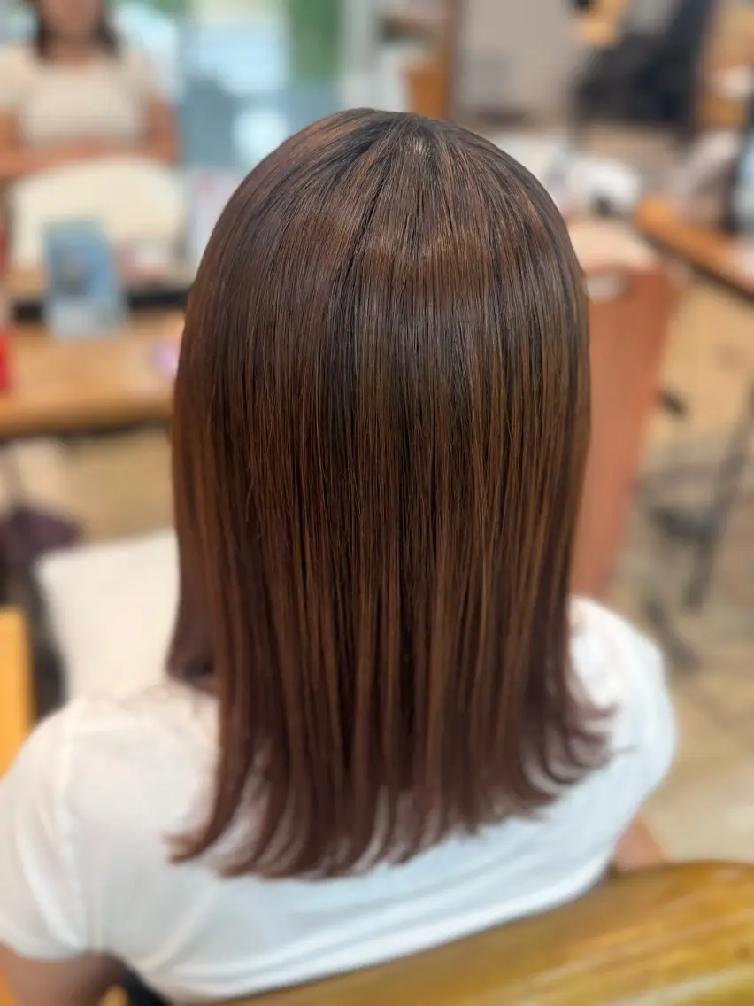ミディアム 縮毛矯正 艶感カラー🌸 Karinのヘアスタイル