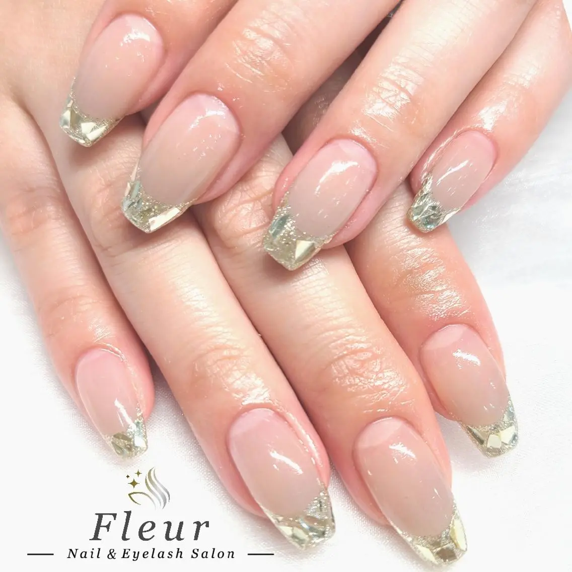 ネイル フレンチネイル ガラスフレンチ ハンドネイル nail&eye ♡Fleur♡のネイルデザイン