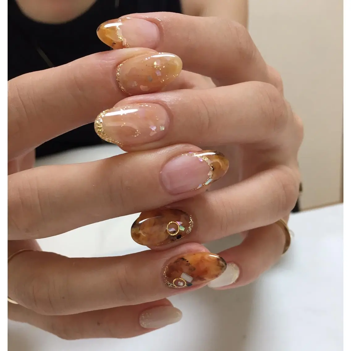 ネイル アートネイル べっ甲ネイル 大理石ネイル(マーブル) 12 designのネイルデザイン