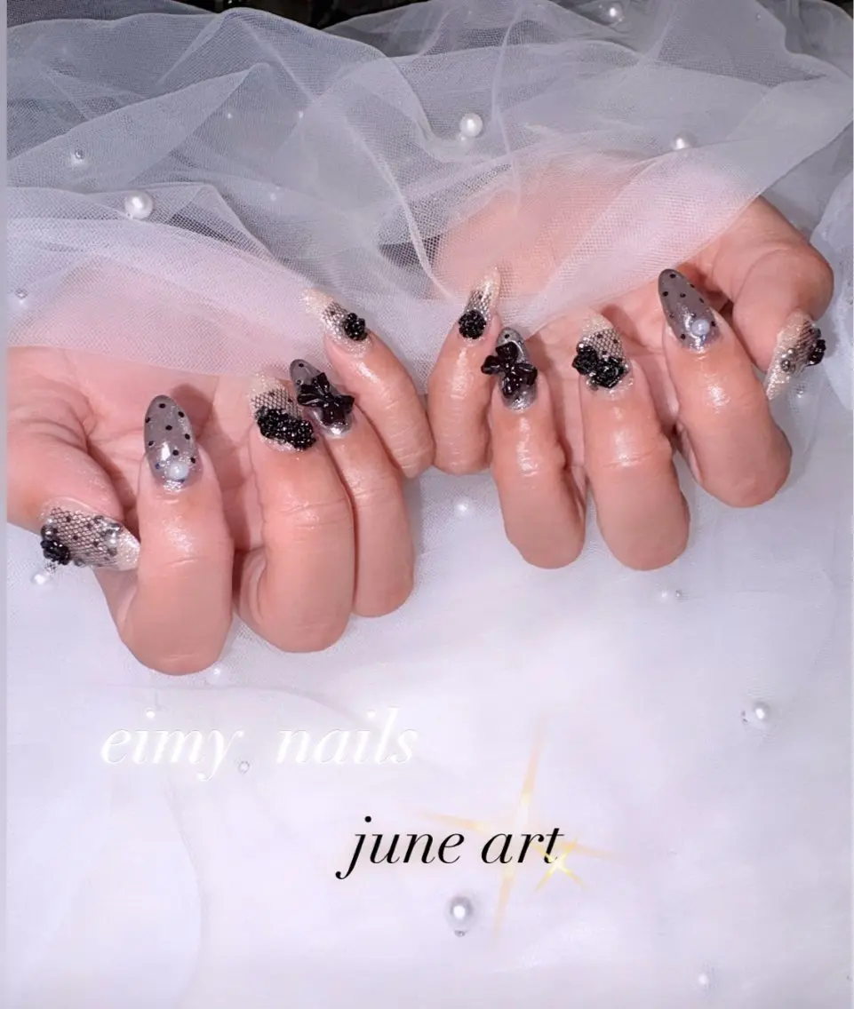 ネイル ドット フラッシュネイル レース ラメ(グリッター) マグネットネイル ハンドネイル eimy nails♡のネイルデザイン