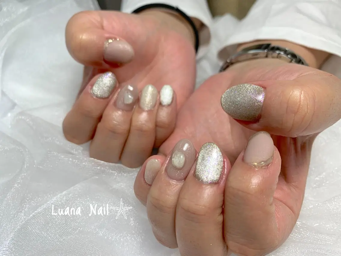 ネイル マットネイル ミラーネイル ハンドネイル BeauJu by Luana Nailのネイルデザイン