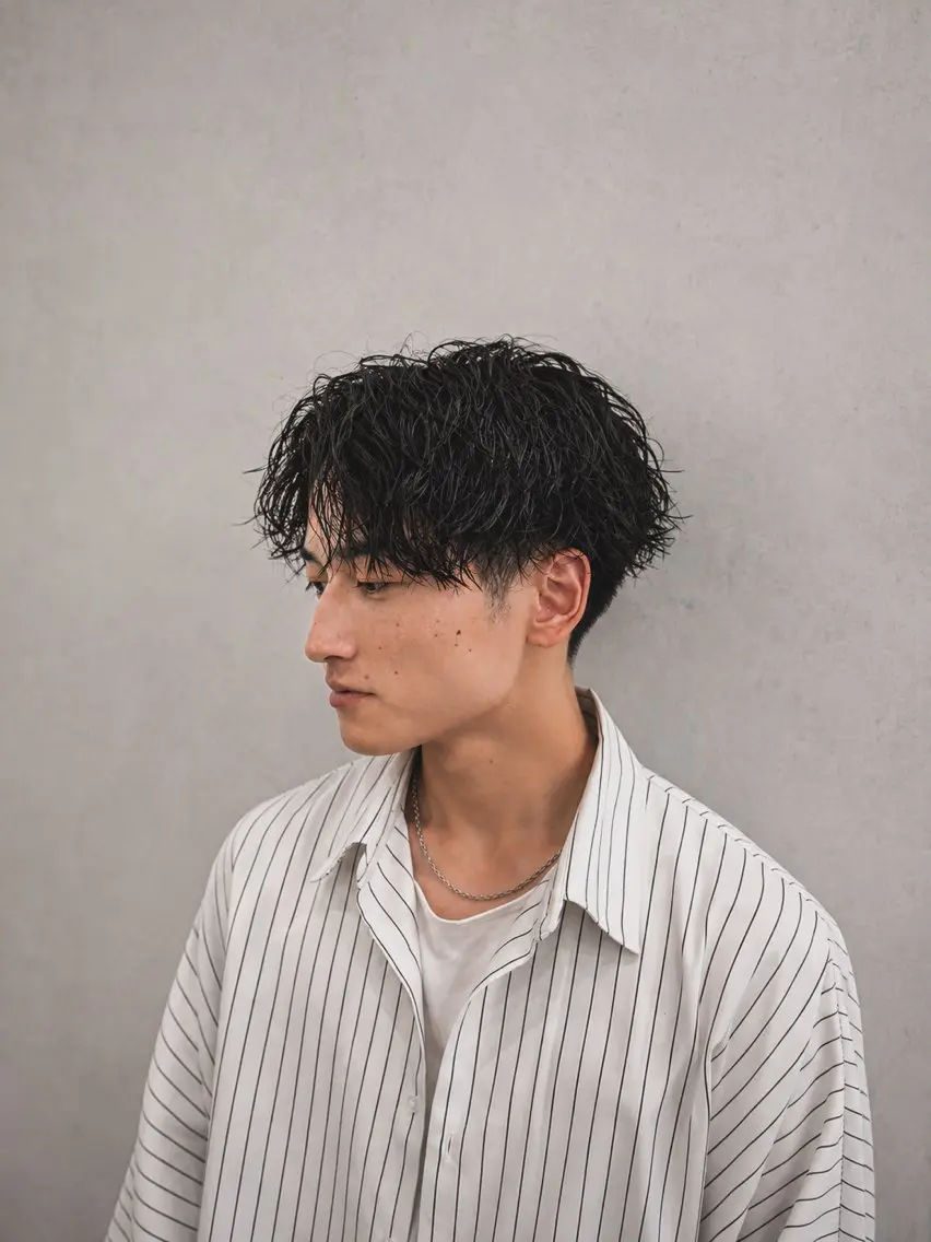 ミディアム パーマ メンズ 川﨑 大暉のヘアスタイル