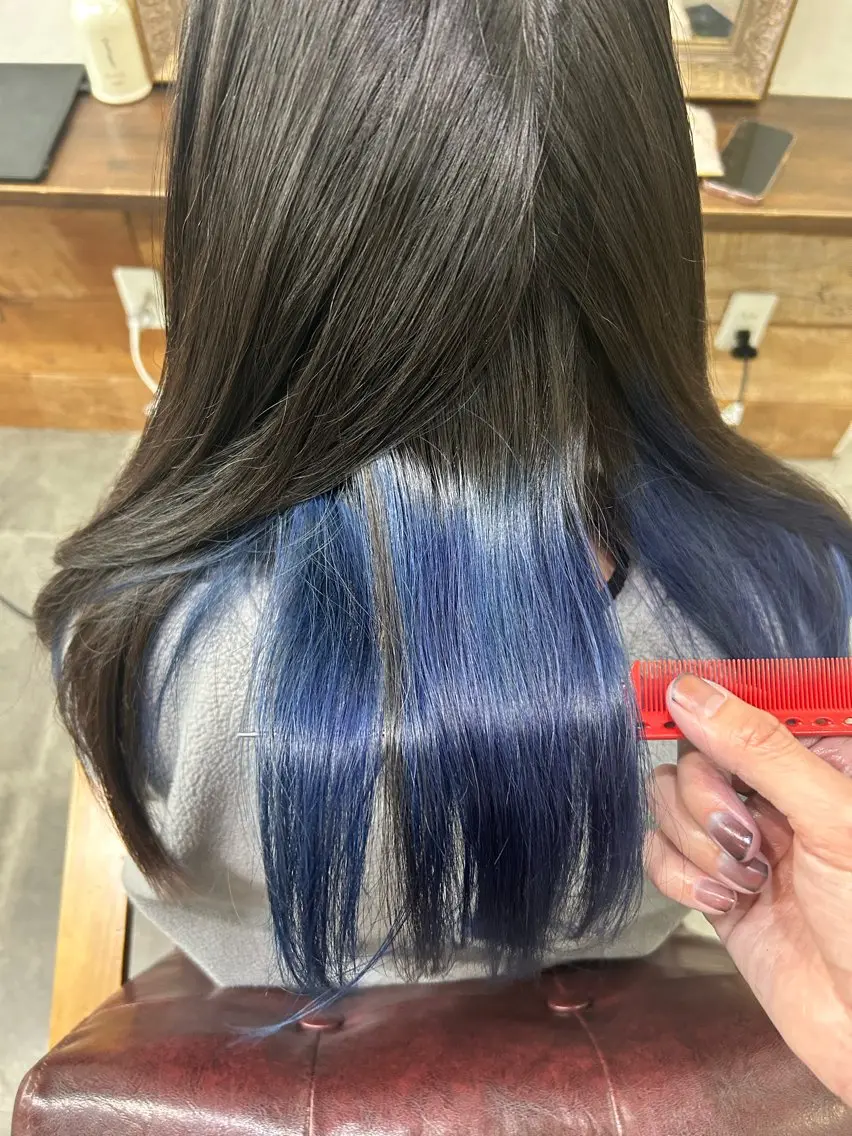 ミディアム カラー ブルーカラー ネイビーカラー カット ヘアカラー メンズパーマ 髪質改善☆有馬のヘアスタイル