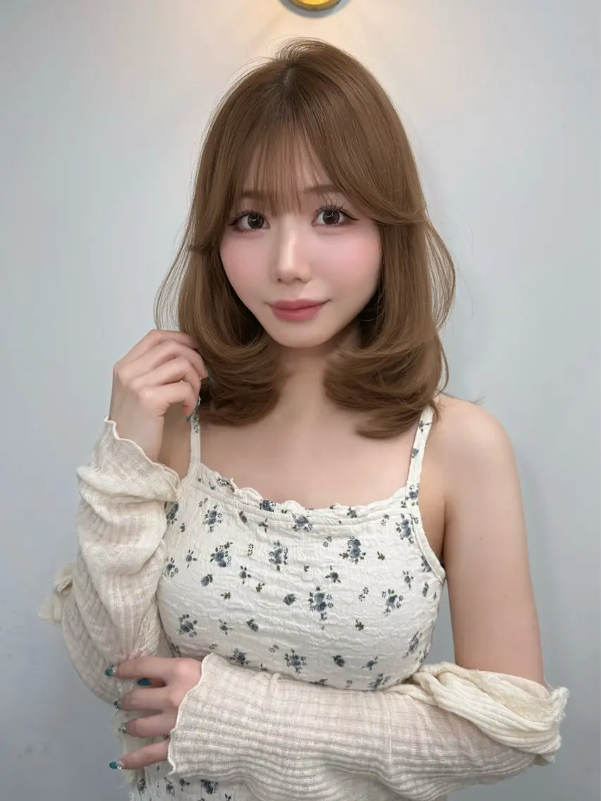 ミディアム カラー ベージュカラー 透明感カラー カット ヘアカラー トリートメント 結べるレイヤー/ 透明感カラー/和奏のヘアスタイル