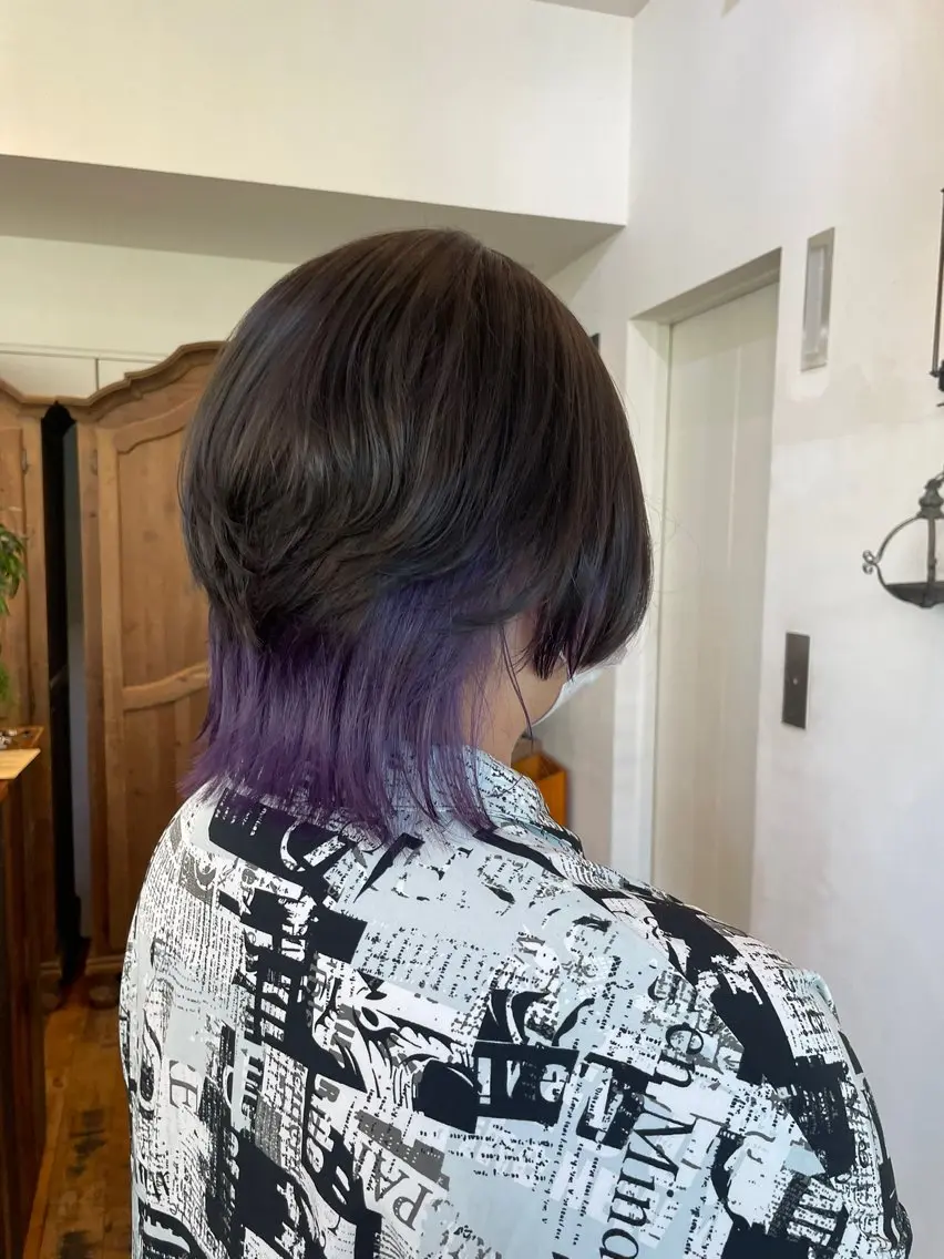 ミディアム カラー ブリーチ ラベンダーカラー 似合わせカット‪// 鶴我万唯華のヘアスタイル