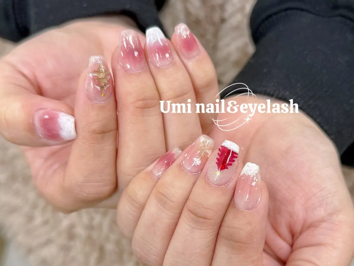 ネイル 長さ出し フットネイル フレンチネイル ジェルネイル ガラスフレンチ Umi nail& eyelashのネイルデザイン