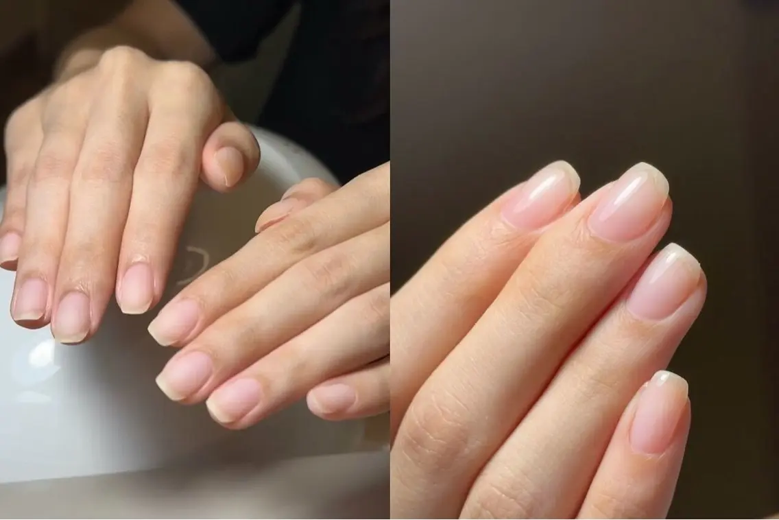 【自爪風ネイル】職場がネイルNGでもこっそり育成できます!¥3500の写真