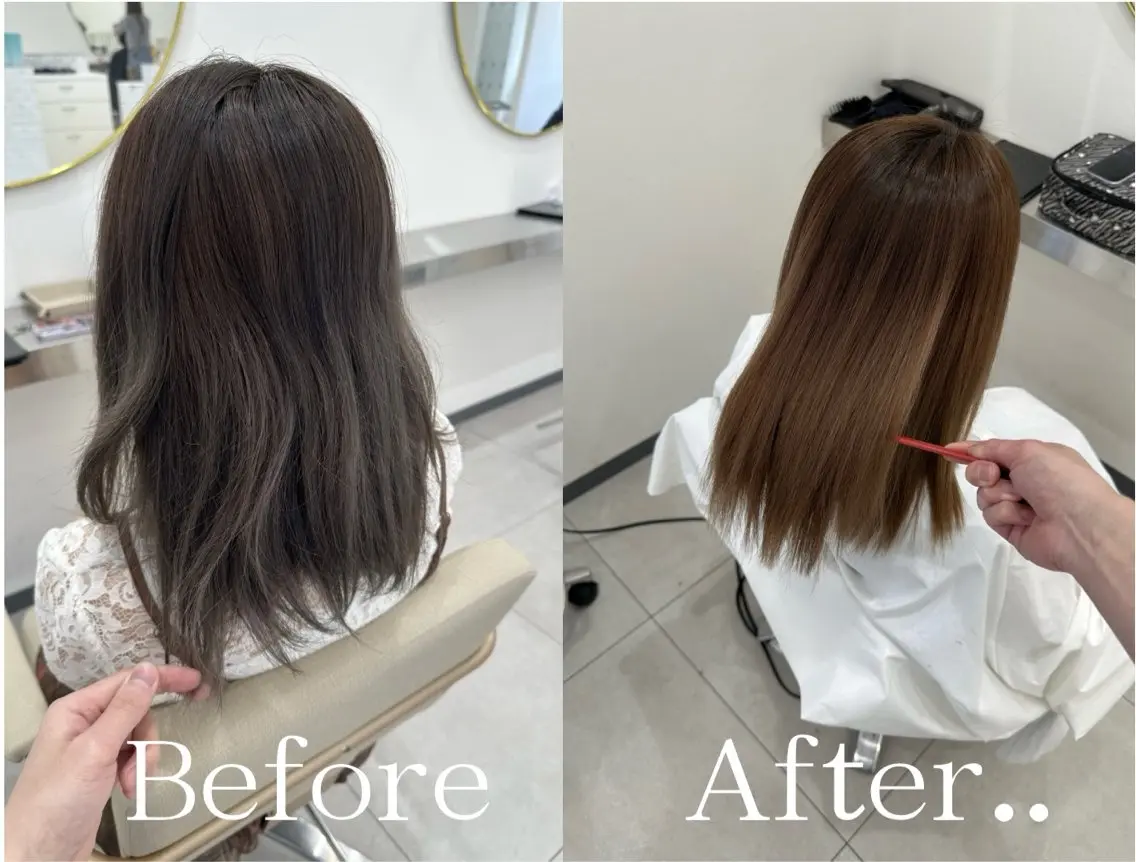 セミロング カット 縮毛矯正 トリートメント oyama /髪質改善🌻のヘアスタイル