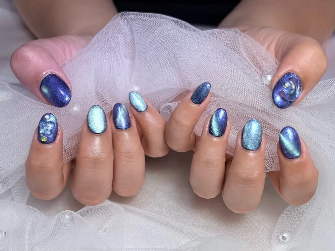 ネイル フットネイル ジェルネイル キラキラネイル ラメ(グリッター) マグネットネイル ハンドネイル ハンドケア ♡Bivi♡自爪に 優しいネイルサロンのネイルデザイン