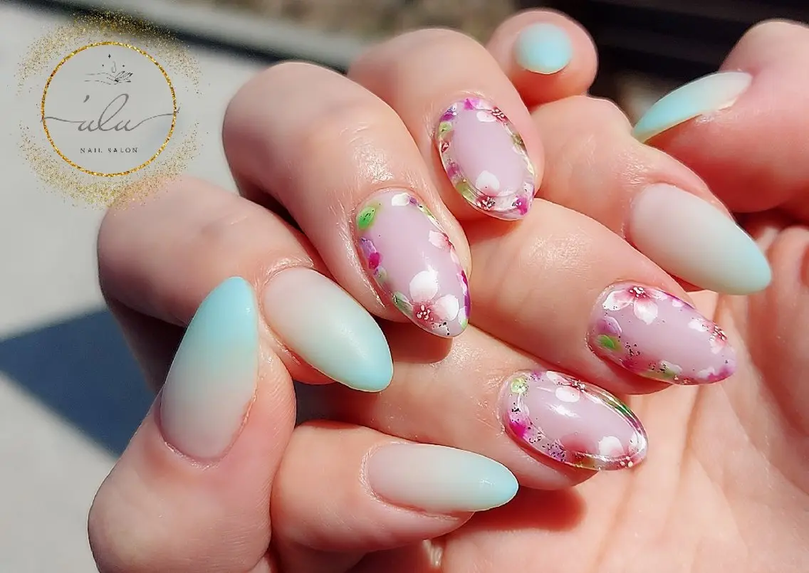 ネイル 春ネイル ハンドネイル Nailsalon 'uluのネイルデザイン