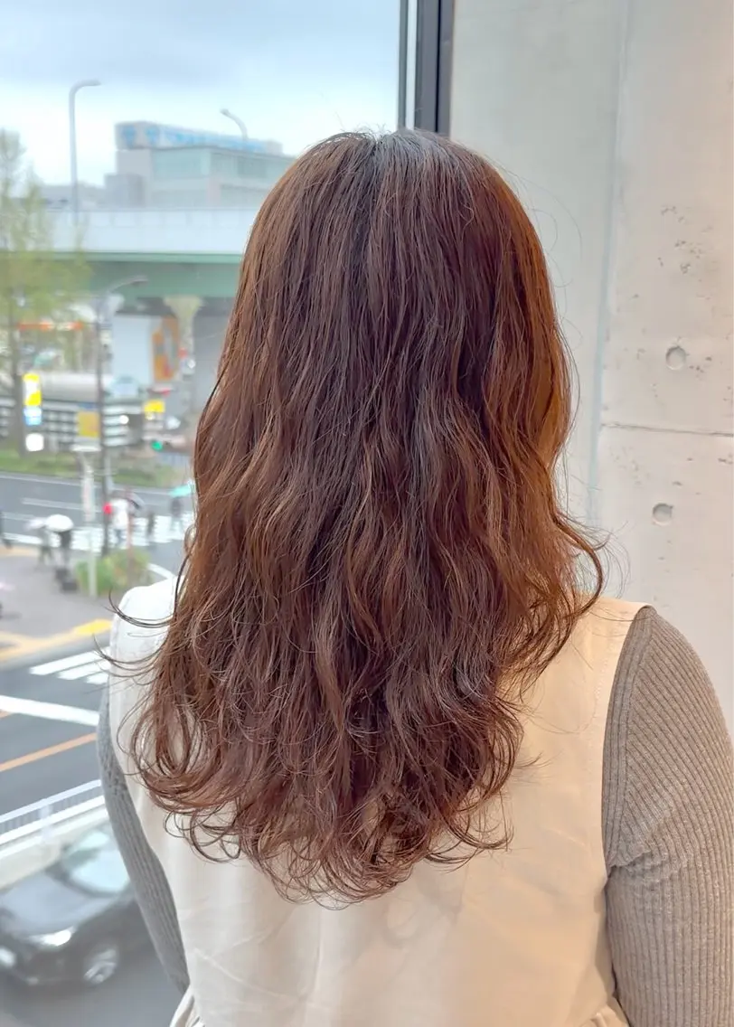 セミロング カット パーマ トリートメント 大石 陽菜のヘアスタイル