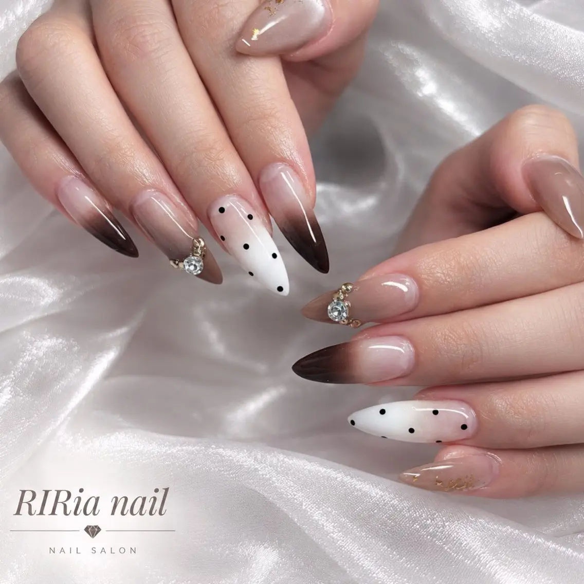 ネイル ブラウン グラデーション ハンドネイル 🎀RIRia nail🎀のネイルデザイン