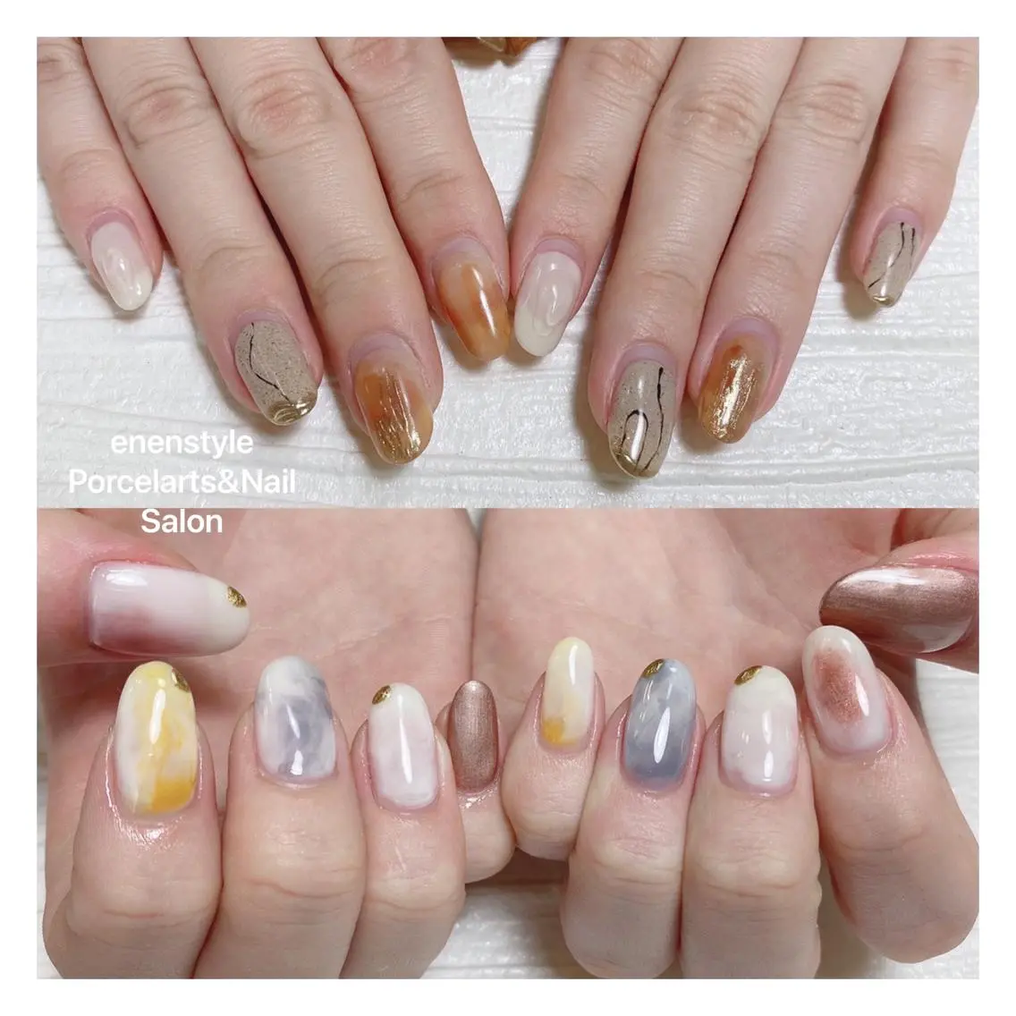 ミディアム ネイル ハンドネイル 🐾enen style 🐾のネイルデザイン