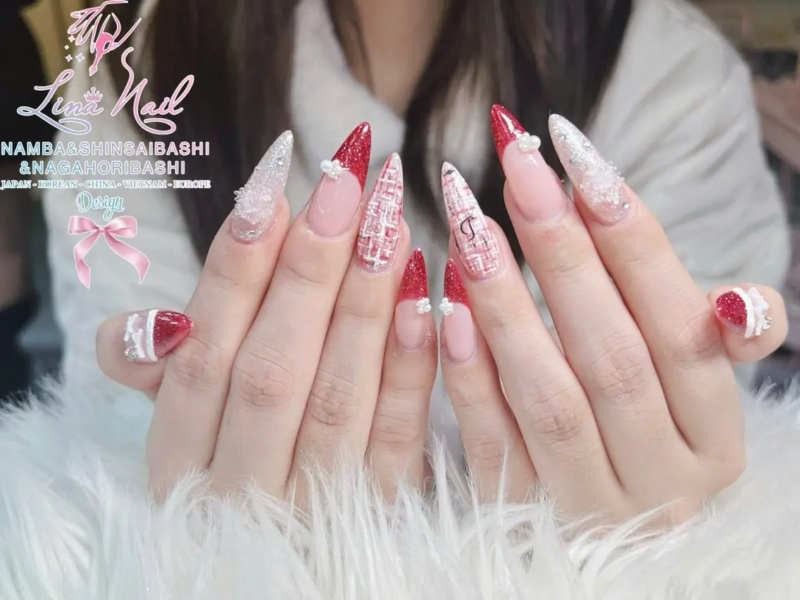 ネイル チークネイル 桜ネイル フラッシュネイル フットネイル ジェルネイル リナネイル 長堀橋店／東心斎橋店のマツエク・マツパデザイン