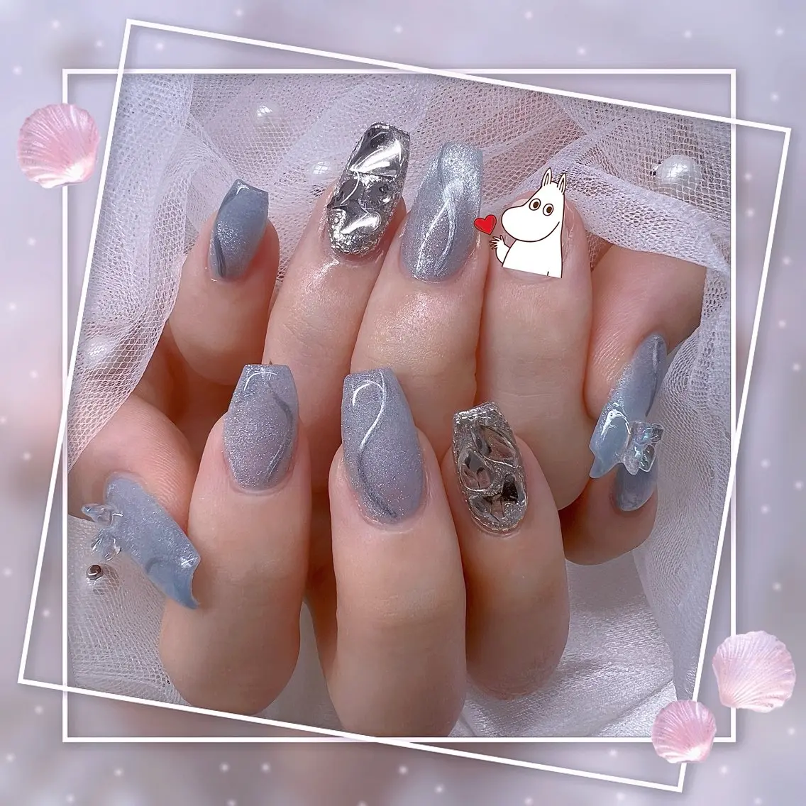 ネイル チークネイル フレンチネイル グラデーション マグネットネイル マグネットフレンチ ハンドネイル Chill Nailsalonのネイルデザイン