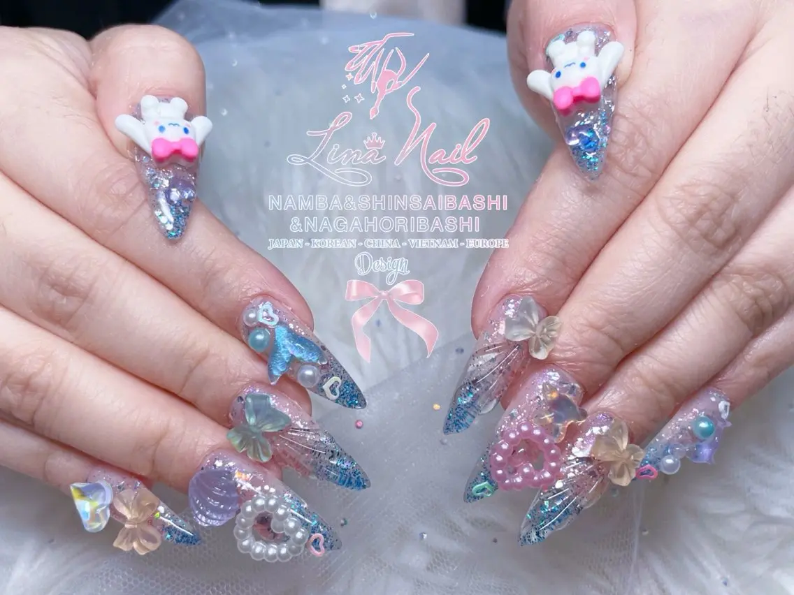 セミロング ハンドネイル Linanail Nambaのマツエク・マツパデザイン