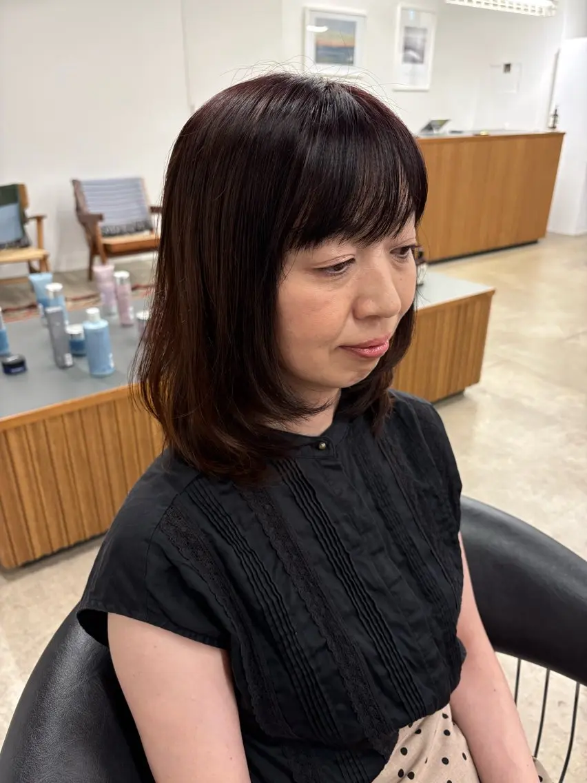 ミディアム 顔周りカット レイヤーカット 佐久間 萌のヘアスタイル