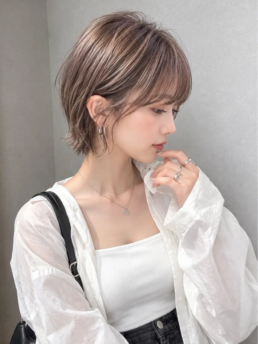 ショート ショートボブ ボブ ハイライト レイヤーカット ショートヘア 山下強 歴24年/ ショート/ボブのヘアスタイル