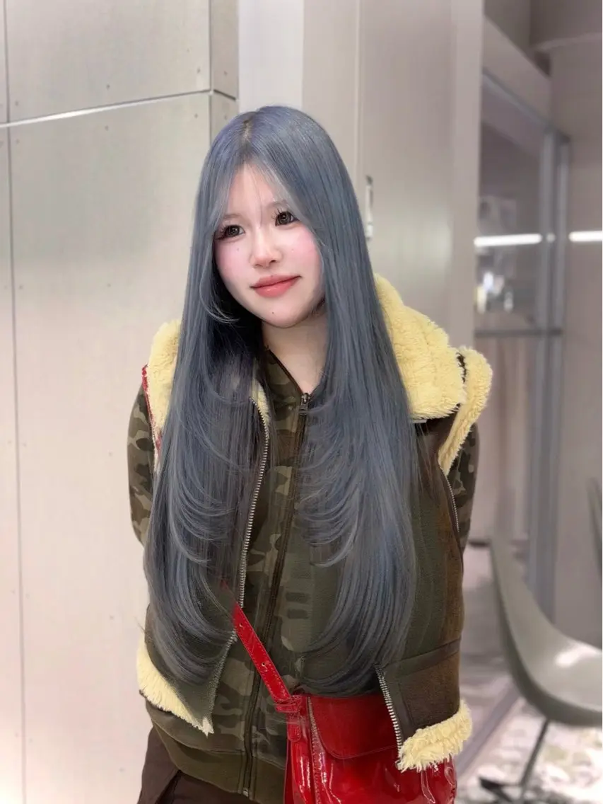 ロング カラー ブルーカラー 透明感カラー シルバー ヘアカラー 名駅/GEM lit risaのヘアスタイル