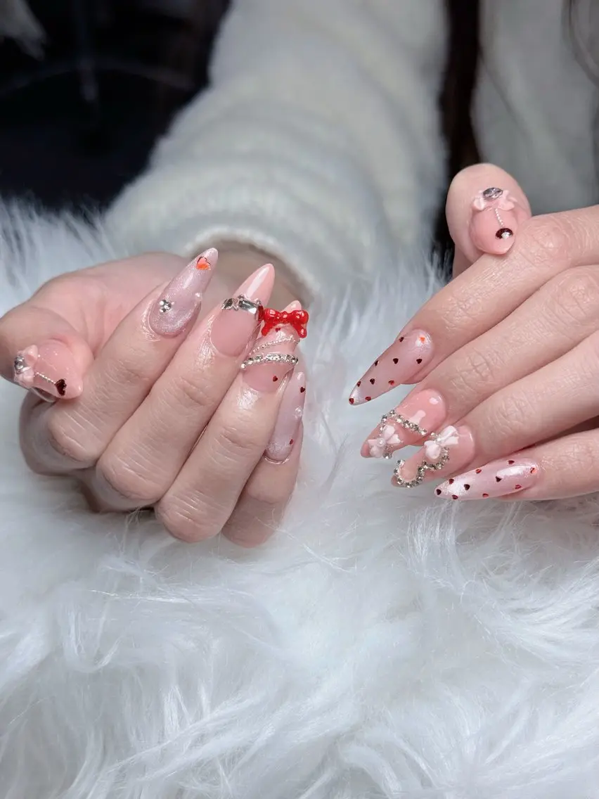ネイル ボルドー チークネイル 長さ出し フレンチネイル ジェルネイル ハンドネイル VANI Belle Nailのネイルデザイン