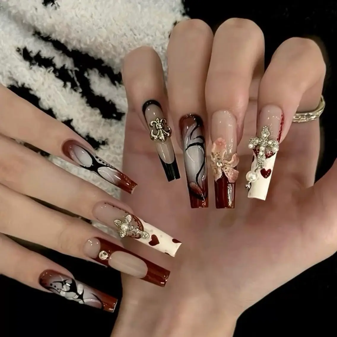 ネイル ジェルネイル 韓国ネイル ロングネイル 春ネイル スクエアネイル ハンドネイル Blingg NailStudioのネイルデザイン