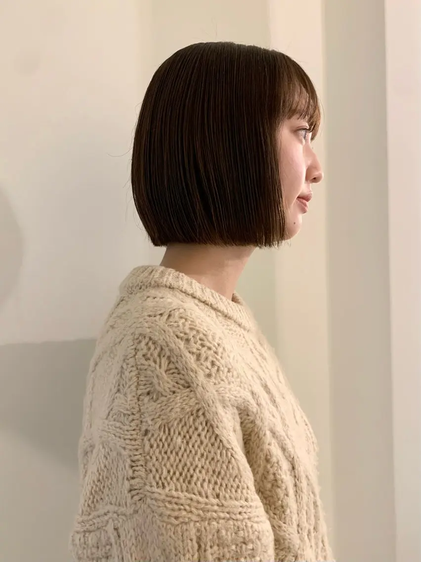 ショート カラー ボブ カット ヘアカラー トリートメント 落合希 Olivebeigeのヘアスタイル