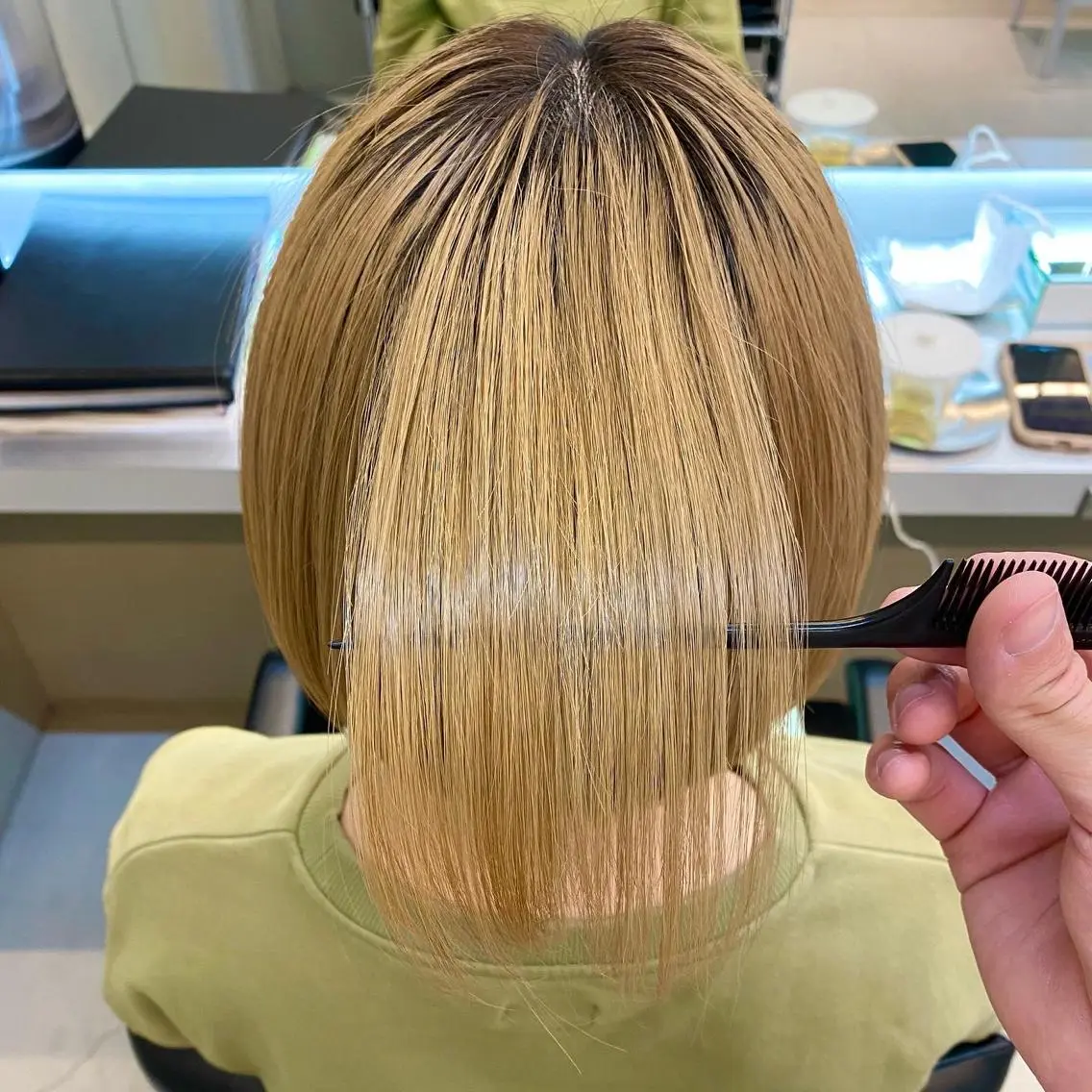 ミディアム カラー ブリーチ ブロンド ボブ 髪質改善 トリートメント カット ヘアカラー トリートメント 艶髪と透明感を ‼️/若林のヘアスタイル