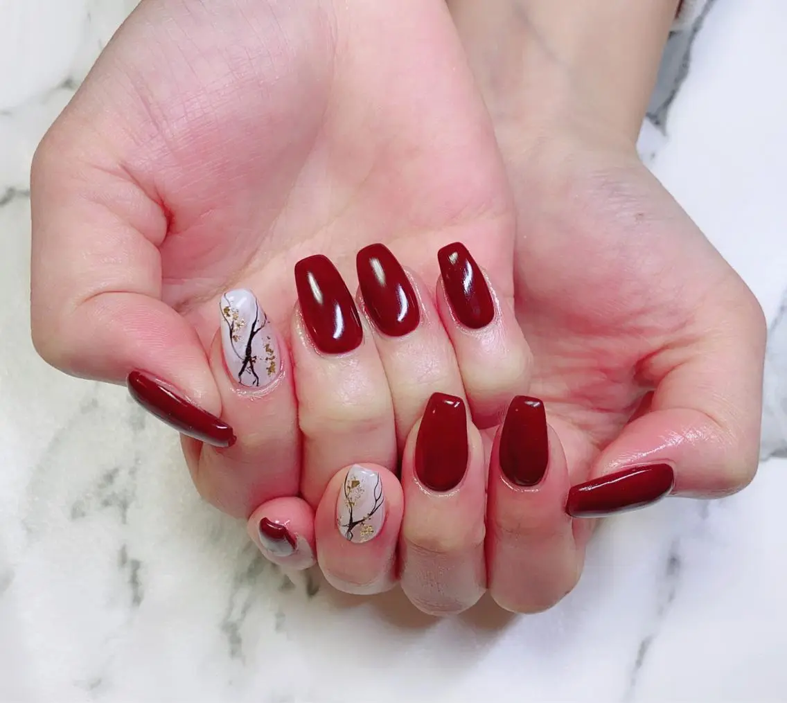 ロング カラー ネイル アートネイル 長さ出し 大理石ネイル(マーブル) Q Free nailsのネイルデザイン