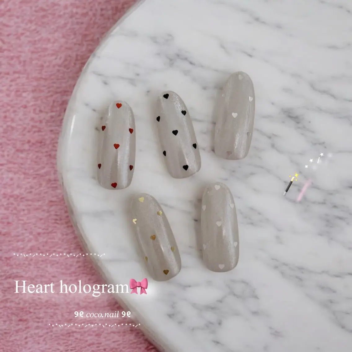 ネイル ハート ハンドネイル フットネイル lili.nail y2k/長さ出しのネイルデザイン