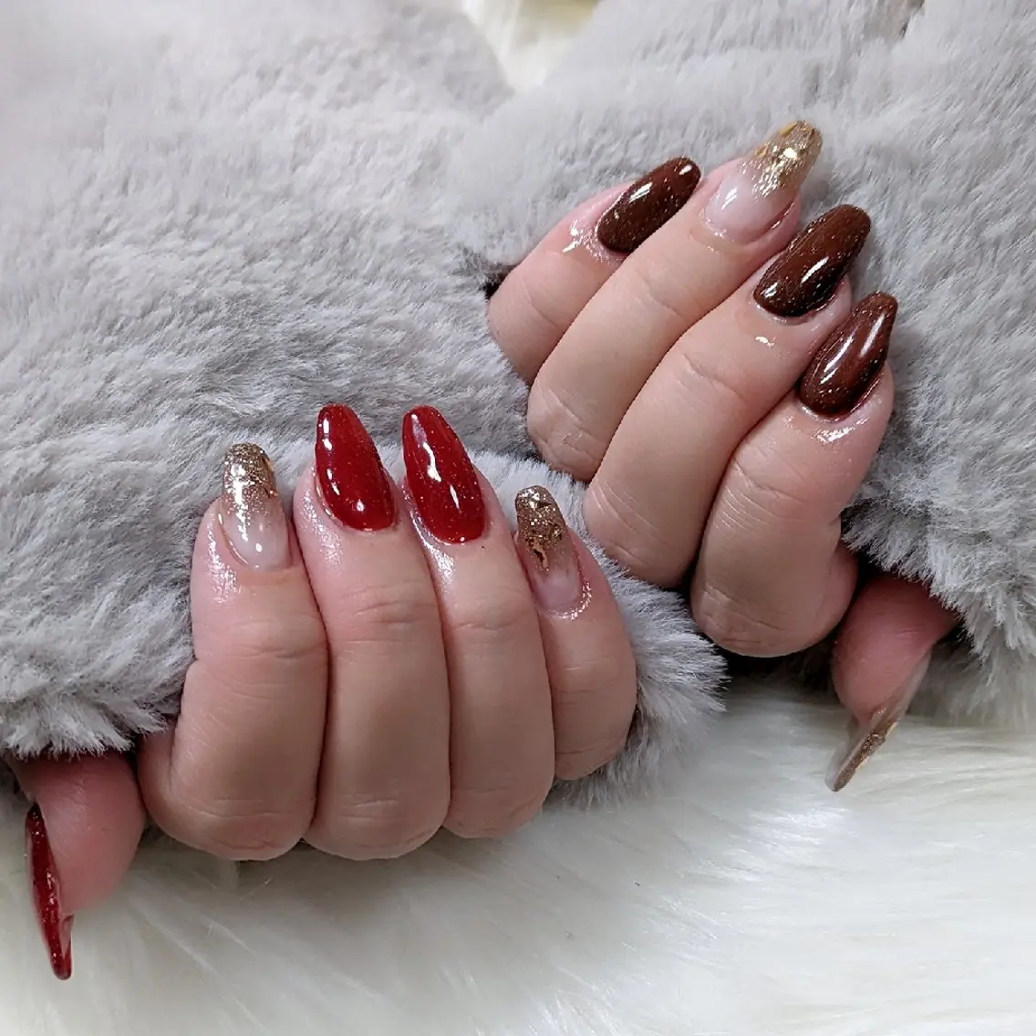 ネイル ボルドー ブラウン ニュアンスネイル 冬ネイル m&pPrivate nailsalonのネイルデザイン