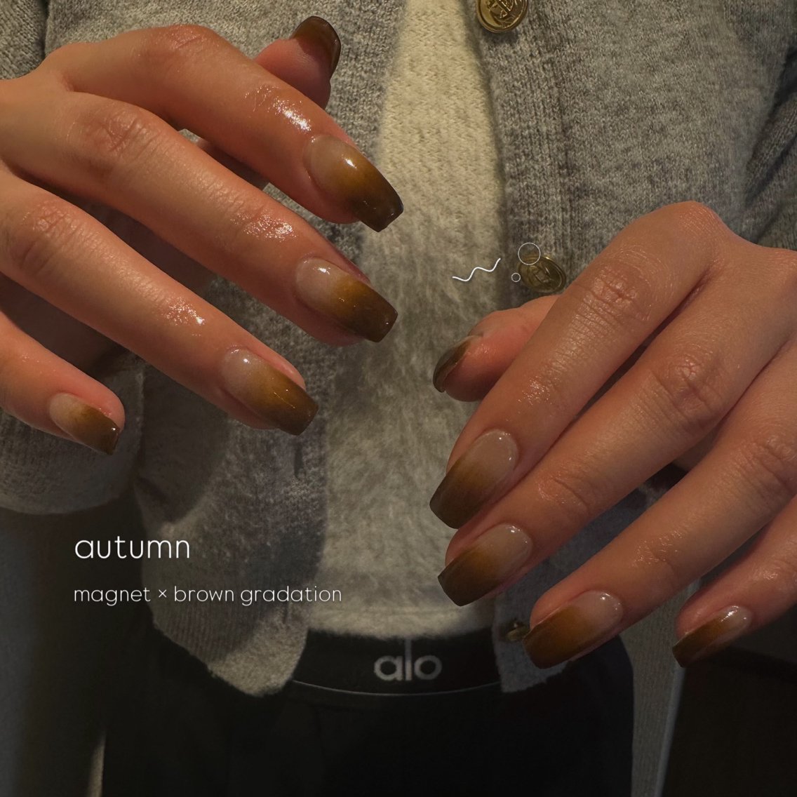 ネイル ブラウン グラデーション マグネットネイル ハンドネイル nailsalon nuit.のネイルデザイン