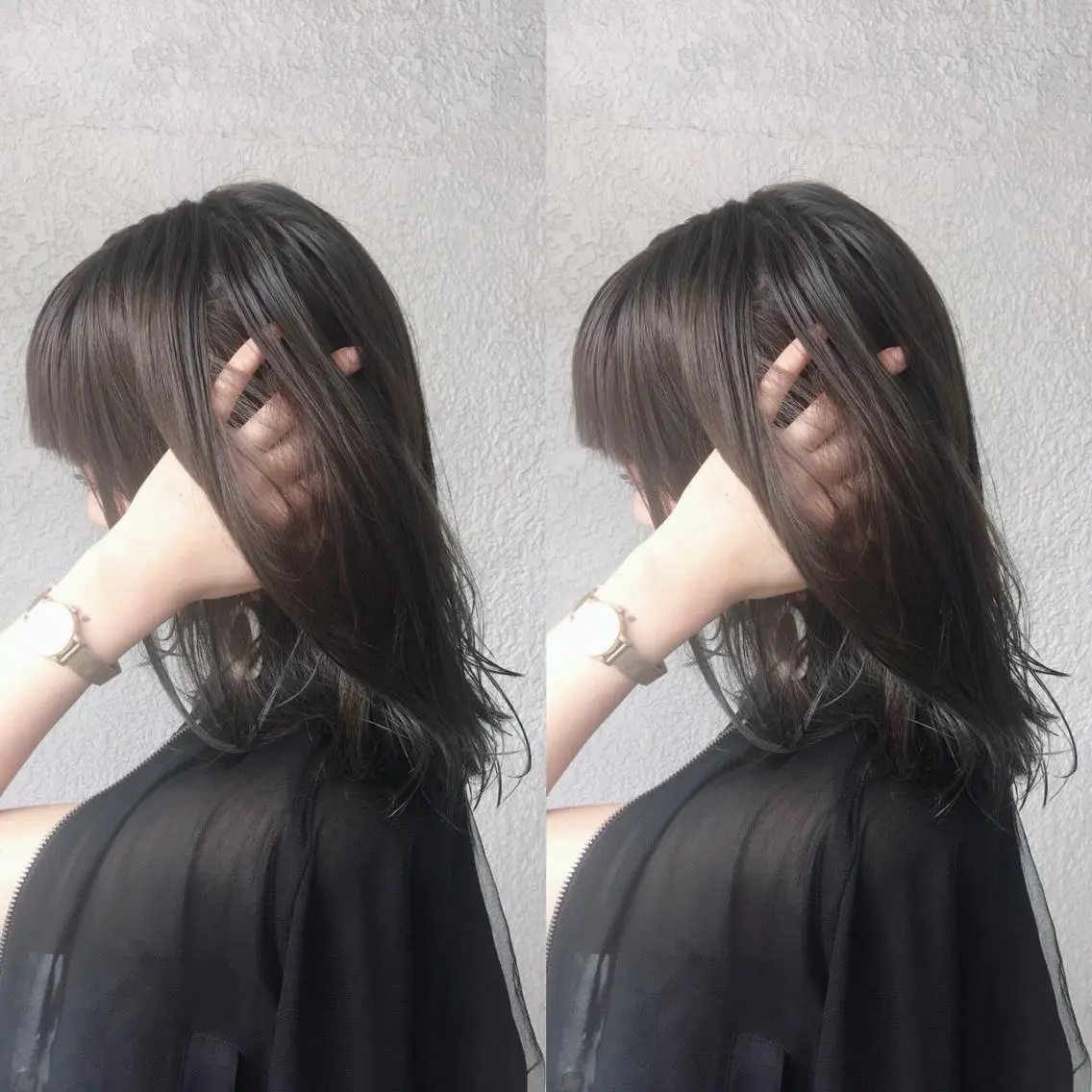 ミディアム カラー グレージュ ハイライトカラー ハイライト カット ヘアカラー UP-PU ART  HAIRのヘアスタイル