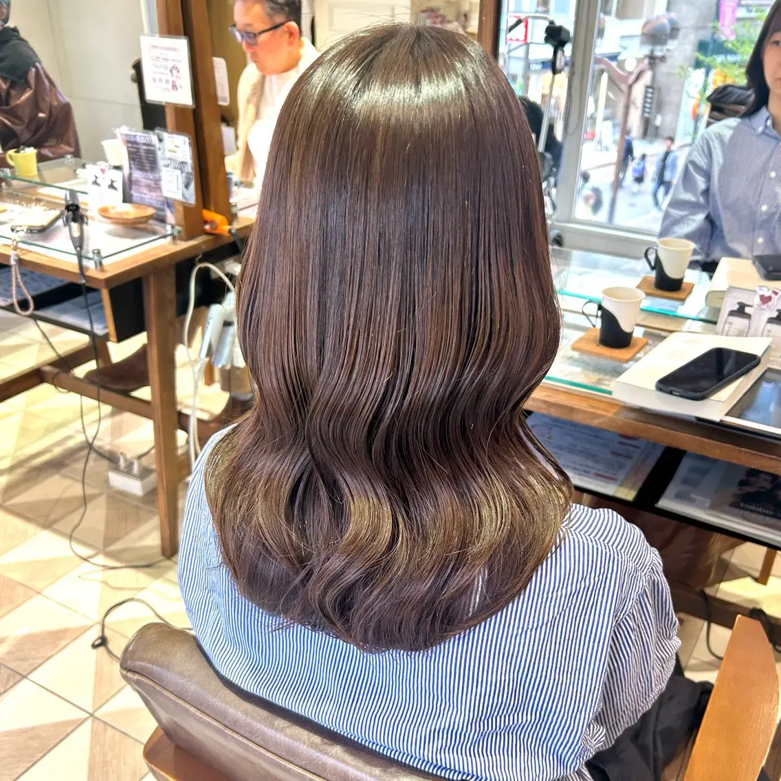 セミロング カラー ヘアアレンジ カット ヘアカラー トリートメント 吉水 彩乃 /ボブ/艶感カラーのヘアスタイル