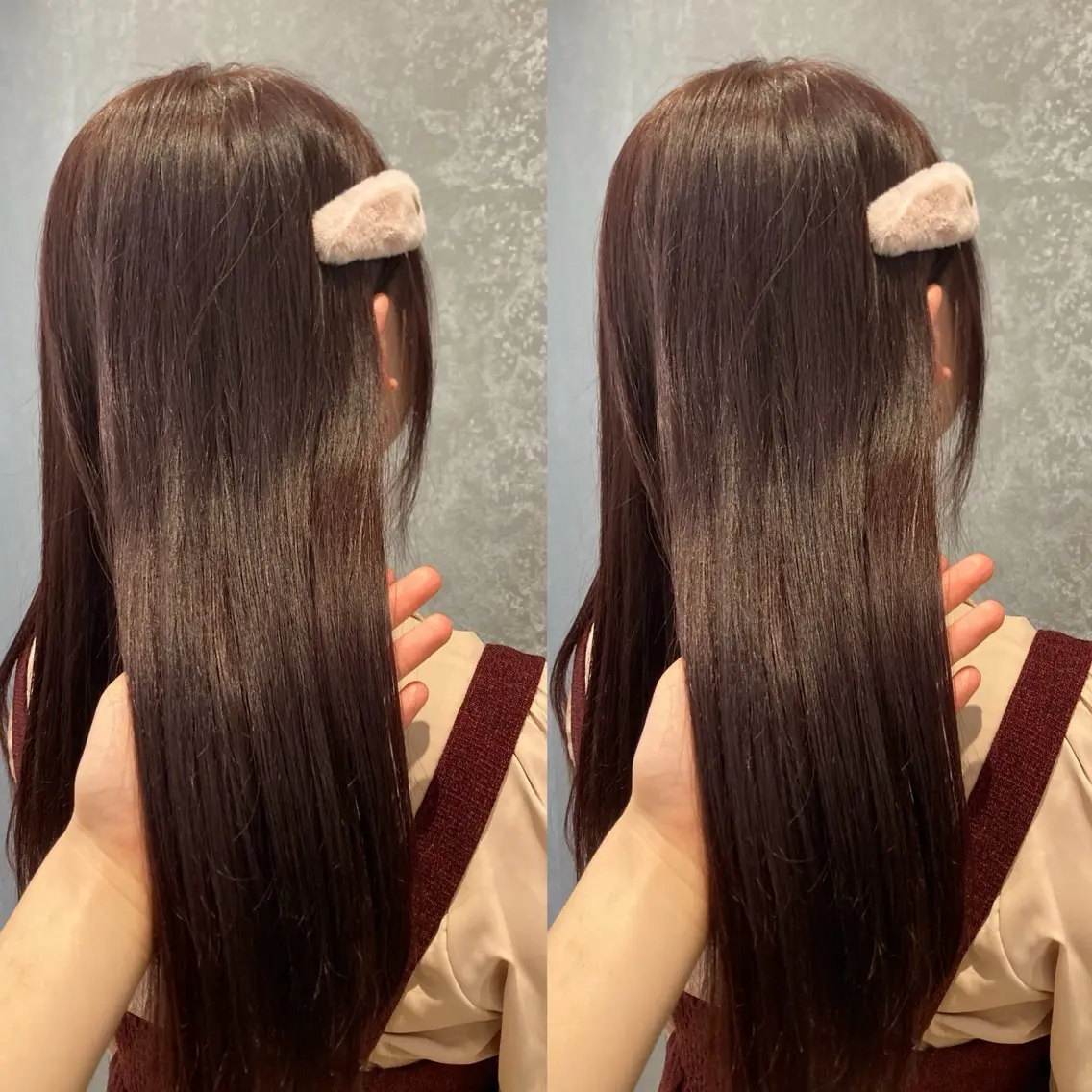 セミロング カラー ボルドーカラー ピンクカラー み うのヘアスタイル