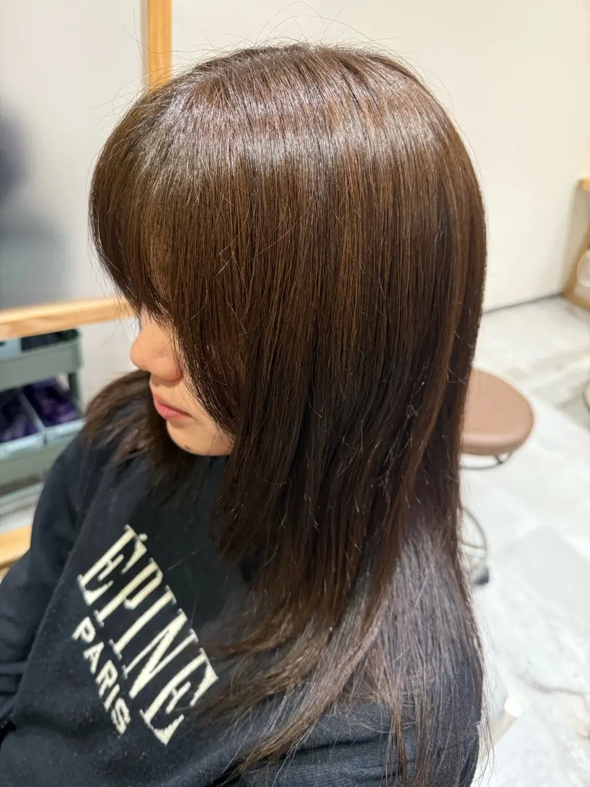ロング 顔まわりレイヤー 顔周りカット レイヤーカット 🌟Spinhair 福永えいみ🌙*.｡のヘアスタイル
